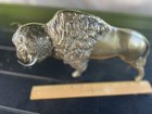 Vintage Large  Striding Bison Buffalo Figure Solid Brass Or Bronze 12x7 5   