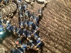 Vintage Catholic Religious 21 5    Blue Rosary Beads  All Medals   Crucifix Italy 