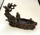 Rare Antique 18th 19th Century Chinese Bronze Sculpture Boat W Two Figures