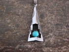 Native American Sterling Silver   Turquoise Shadow Box Pendant - Perry