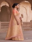 Organza Silk Peach  Golden  Saree Zari Weave Saree sari