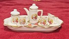 Vintage Rococo Revival Porcelain Miniature Tea Set Displayed On A Matching Tray