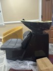 Artist Hand Black Ergonomic Backwash Unit Shampoo Chair Plastic Faux Leather