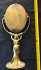 Vintage Art Nouveau French Vanity Dresser Mirror Standing Tilt Lady Gold Tone