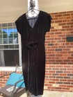 Dark Academia Vintage Velvet Wiggle Dress V Back Button Up Back Withbow
