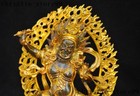 Old Tibet Buddhist Bronze 24k Gold Gilt Mahakala Wrathful Deity Buddha Statue