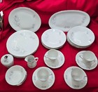28 Pieces Porcelain China - Winterling Gray Roses Bavaria Germany Antique Beauty