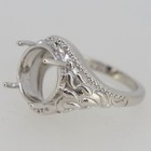 Vintage Style Sterling Silver Semi Mount Ring Setting Round Rd 12x12mm