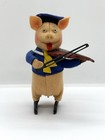 Vintage Schuco Clockwork Wind Up Pig Playing Violin   Fiddle In Sailors Uniform