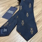 Polo Ralph Lauren Men s Navy Polo Bear Graphic 3 25  Silk Tie  125 Made In Italy
