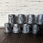 Vintage Decorative Pewter Thimble Lot Of 13 Clover Palm Tree Bell Roman Angel