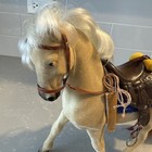 Vtg Steha   Lieha Flocked Toy Horse   West Germany   Rolling Hooves Saddle 11   