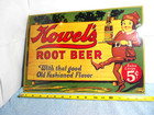 16x11 In Vintage Howel s Root Beer Soda Adv  Sign Embossed Tin Metal Tacker -x30