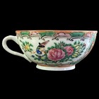 Antique Famille Rose Medallion Teacup Qing Dynasty Eggshell Porcelain Pre 1912
