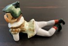 Vtg Porcelain Ceramic Garden Pixie Elf Green Leaf Hat Japan Kitschy Mcm Relaxing