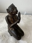 Thai Hanuman Statue - Lost Wax Cast Bronze   Brass Kneeling Monkey God