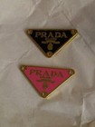  Gold Stamped Lot Of 2 Prada Tag Buttonmetal38mms Gold  Pendant Zipperpull Charm