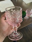 8 Madonna Inn Goblet Fenton L g  Wright Wild Rose Pink   Green And Fluorescent  