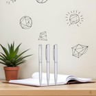 3 Pcs Silver Ball-point Pen Steel Rod Rotating Stationery Ballpoint Pen Schoo   