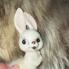 Vintage Ceramic Rabbit Figurine With Faux Fur Tail Collectible