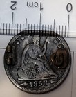 1853 Seated Liberty Quarter Love Token- Pin   h p p   Initials-so Cool 
