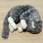 Retro Showa Oriental Toy Jolly Mamma Sleeping Cat Curled Plush Toy Grey Animal