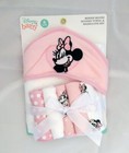 Disney Baby Minnie Mouse Gift Set Infant Baby Bath Hooded Towel With Washcloths