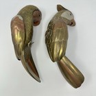 Vintage Lot Of 2 Copper Brass Parrot Sculpture Figure