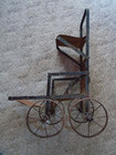 Vintage Antique Metal Baby Doll Folding Stroller 19  Tall X 14  Long Metal Wheel