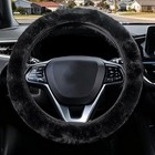  Furry Car Steering Wheel Cover  Fluffy Cover  Soft Warm Single Cover - Black