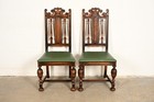 Berkey   Gay Antique English Jacobean Carved Walnut Side Chairs  Pair