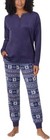 Nautica Women s Fleece 2 Piece Pajama Sleepwear Set  Blue Snow  Size S
