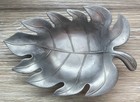 Vintage Pewter Autumn Fall Leaf Shaped Trinket Dish Bowl Tray 6   x4   
