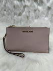 Michael Kors Jet Set Travel Large Double Zip Wristlet  powder Blush 