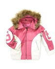 Women Pink And White 8 Ball Parka Jacket With Hood