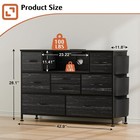 Dresser For Bedroom Tv Stand With Power Outlet Led Light 8 Fabric Drawers Black