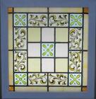 Edwardian Hand Painted Old English Leaded Stained Glass Window 19 1 2  X 20 1 2 