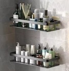 2pc Corner Shower Caddy Adhesive Bathroom Shelf Rack No Drill Storage Organizer