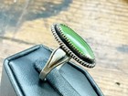 Vintage Native American Signed Jp Sterling Ring With Green Stone Sz  7 5