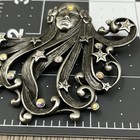Vtg Jj Jonette Signed Pewter Ab Crystal 3  Goddess Asteria Brooch Art Nouveau