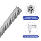 1 4  Stainless Steel Cable 7x19 Strand Aircraft Wire Rope cable For Heavy Duty