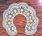 Vtg Lady s Dress Collar Lt-beige Handmade Lace   3-d Flower-petals