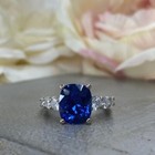 4 34 Ct Cushion Cut Natural Sapphire Diamond Wedding Ring 14k Solid White Gold