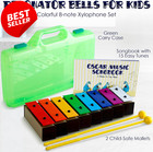 Kids Xylophone Glockenspiel 8 Note Musical Toy With Songbook Green Case Us