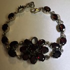 Vintage Natural Bohemian Garnet Sterling Silver Flower Bracelet For Project