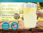 Arrow Home Products Clear Plastic Beverage Pitcher With Lid  76oz Fruit Design