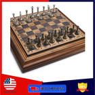 14 Inch Wooden Chess Set Metal Chessmen Pieces 2 5  King Classic Board Game