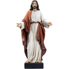 8 Inch Open Arms Jesus Statue  Hand Painted Red Robe Christ Figurine  Realistic