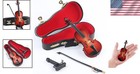 Detailed Wooden Instrument Mini Violin With Bow  Stand  And Case - 5 63  Charm