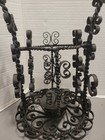 Vintage Wire Wrought Iron Basket Intricate Scroll Design Candle Holder